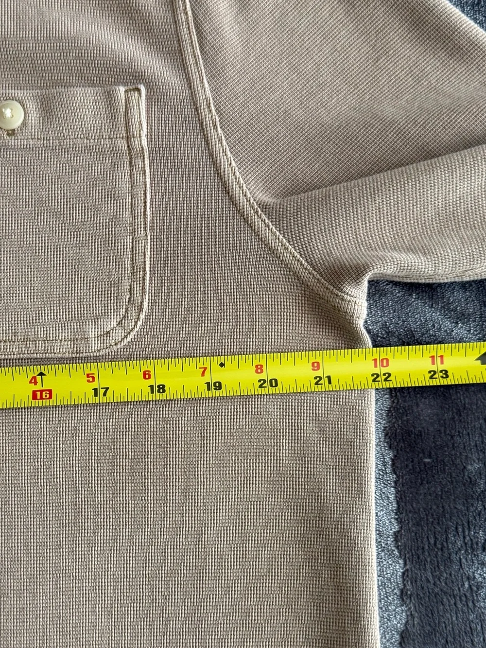 J. Crew Men's Cotton Waffle Shirt In Beige Size M Collar Long Sleeve Casual EUC